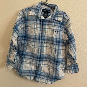 Ralph Lauren Blue Plaid Button Down Shirt Boy’s sz 5